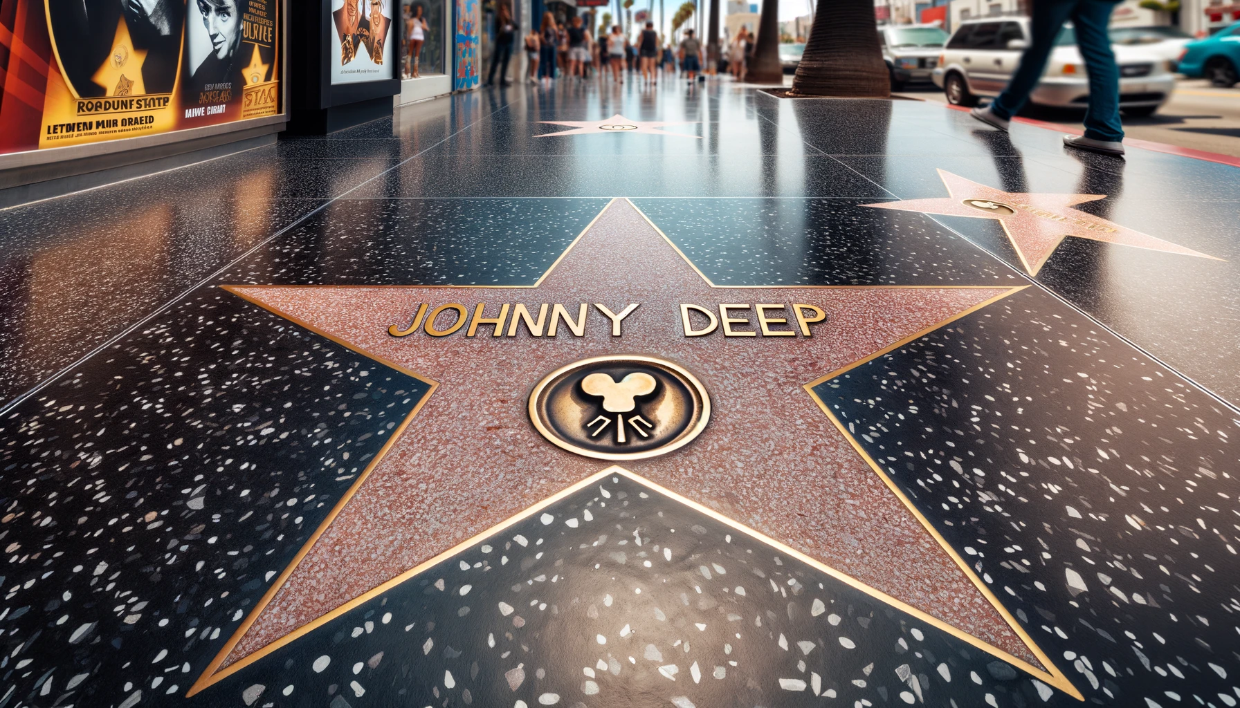 a star on the Hollywood Walk of Fame, engraved with the name "Johnny Deep